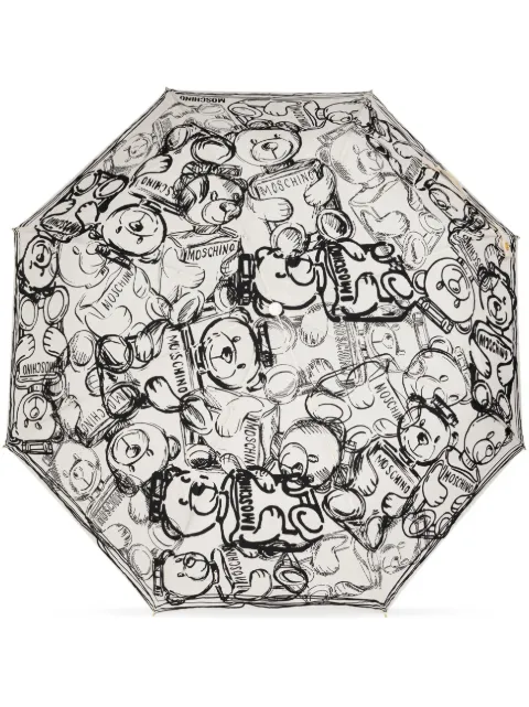 Moschino Teddy Bear-print umbrella White 8651OPENCLOSEI