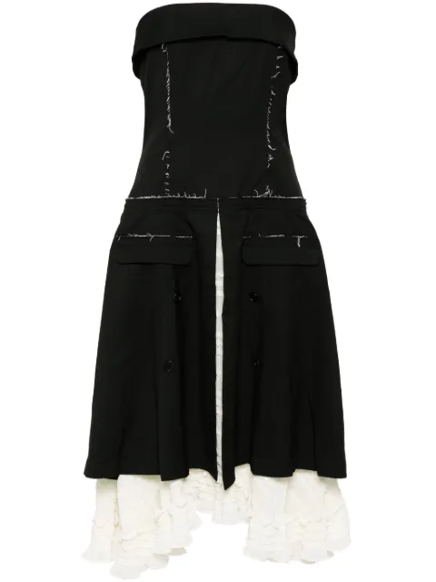 Rokh lace detailed strapless dress Black R6CA326WM3772BLACK