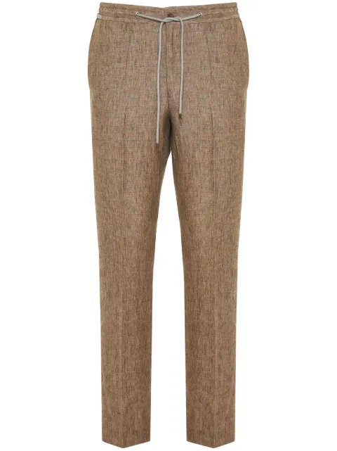 Corneliani drawstring linen trousers Brown 254L252514159
