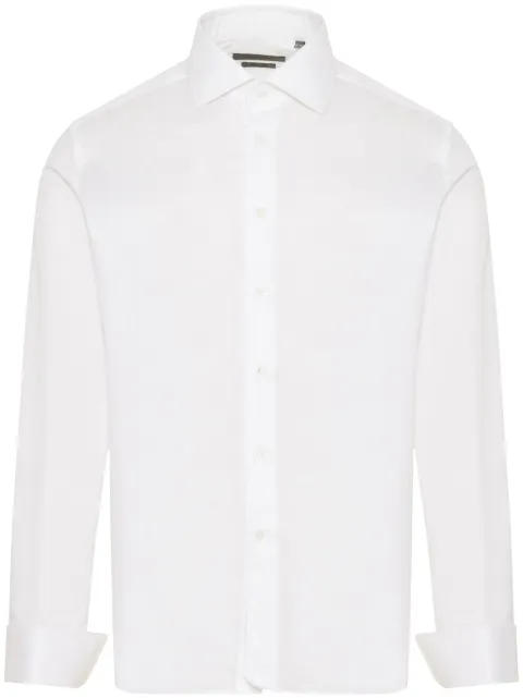 Corneliani curved hem button-up shirt White 25P1502511409