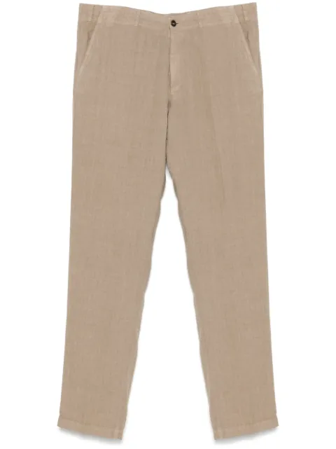 Corneliani linen tapered-leg trousers Brown 2520132254EX1