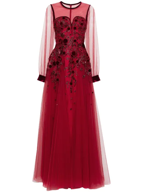 Saiid Kobeisy embroidered tulle dress Red RTWFW2458