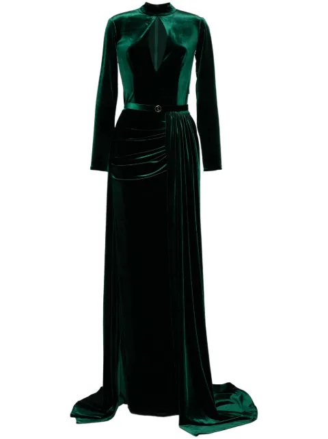 Saiid Kobeisy velvet long dress Green RTWFW2431