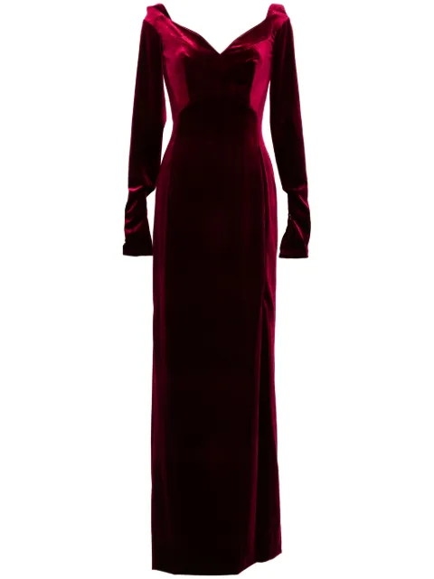 Saiid Kobeisy velvet long fitted dress Red RTWFW2430