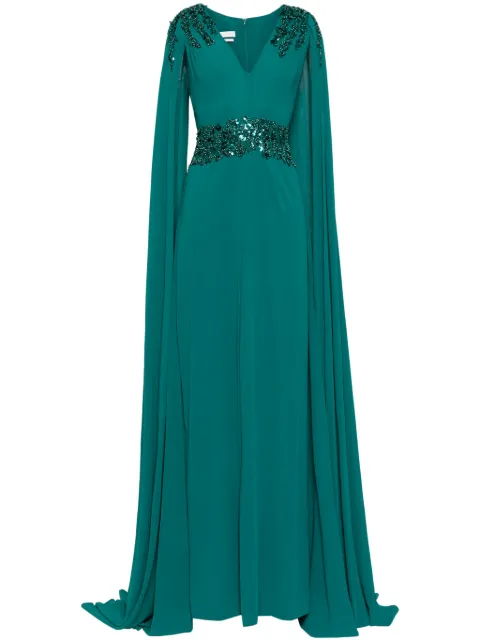 Saiid Kobeisy crepe cape dress Green RTWFW2448