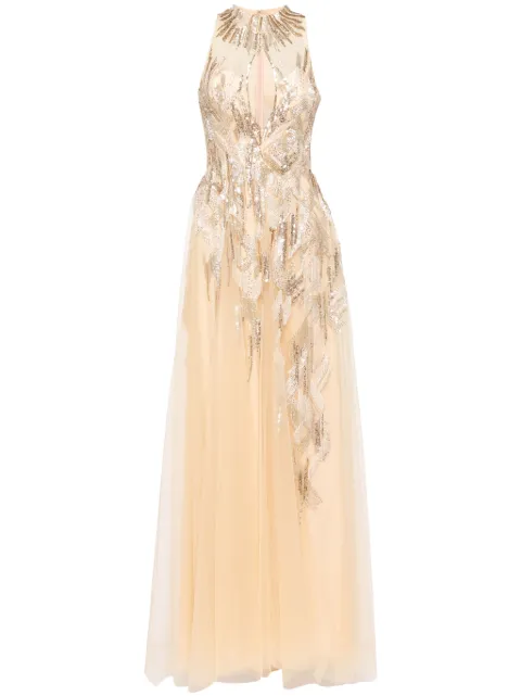 Saiid Kobeisy long embroidered dress Neutrals RTWFW2407