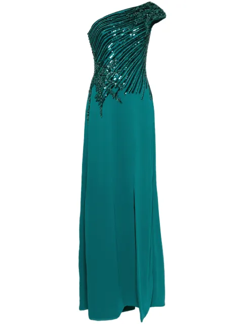 Saiid Kobeisy one shoulder sequin long dress Green RTWFW2440