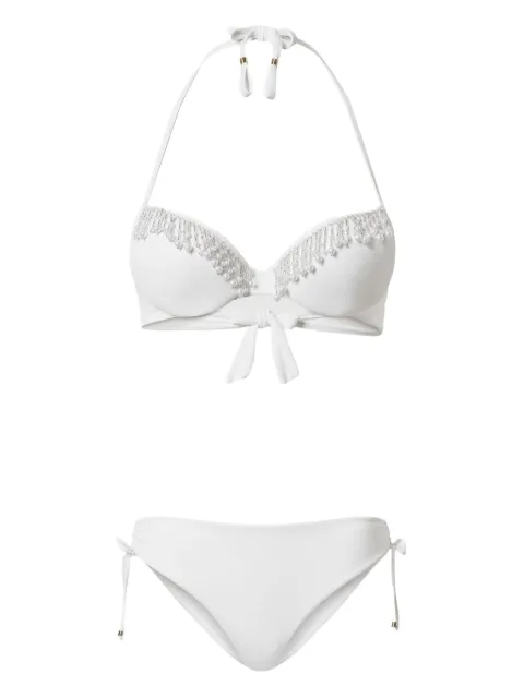 TWINSET beaded triangle bikini set White 251LMMC44