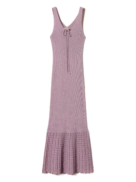TWINSET tie-neck knited dress Purple 251TT3140