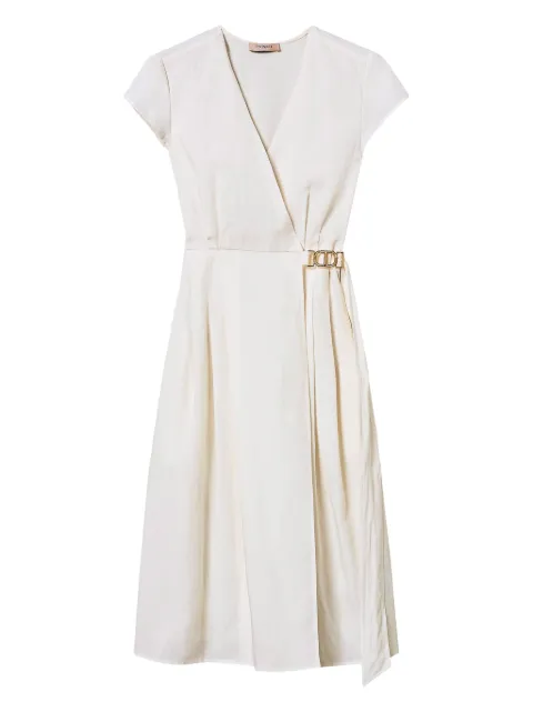 TWINSET midi logo-plaque dress White 251TT2072