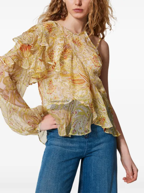 TWINSET floral-print silk blouse Yellow 251TS2183