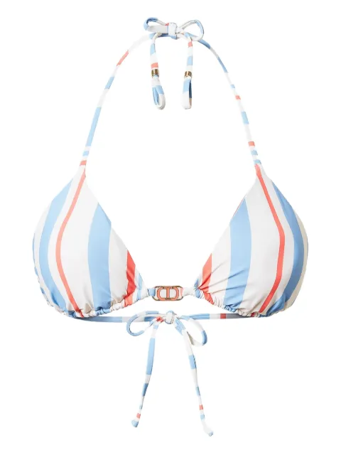 TWINSET striped triangle bikini top White 251LMMR22