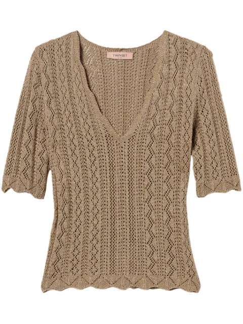 TWINSET pointelle-knit top Neutrals 251TT3194