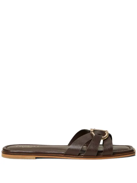 TWINSET logo-buckle slides Brown 251TGT090