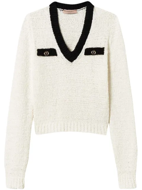 TWINSET Oval T button-detail jumper Neutrals 251TP3444