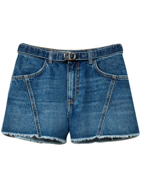 TWINSET Oval T belted denim shorts Blue 251TP2575
