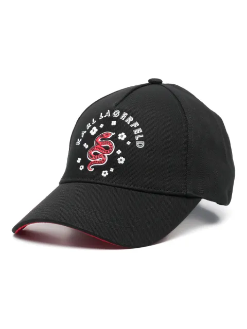Karl Lagerfeld snake-appliqué baseball cap Black A1W33155999