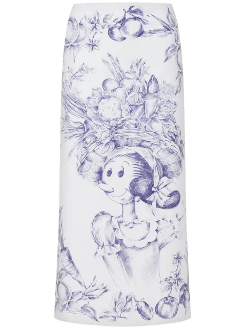 Moschino graphic-print midi skirt White A01230450