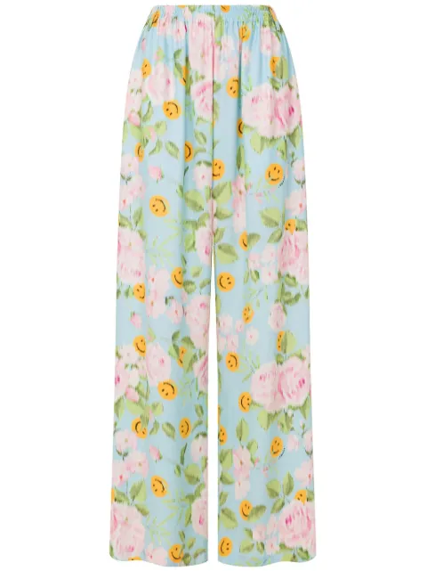 Moschino floral-print palazzo pants Blue A03200451