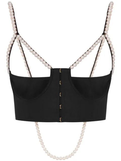 Moschino pearl-detailing top Black A08070431