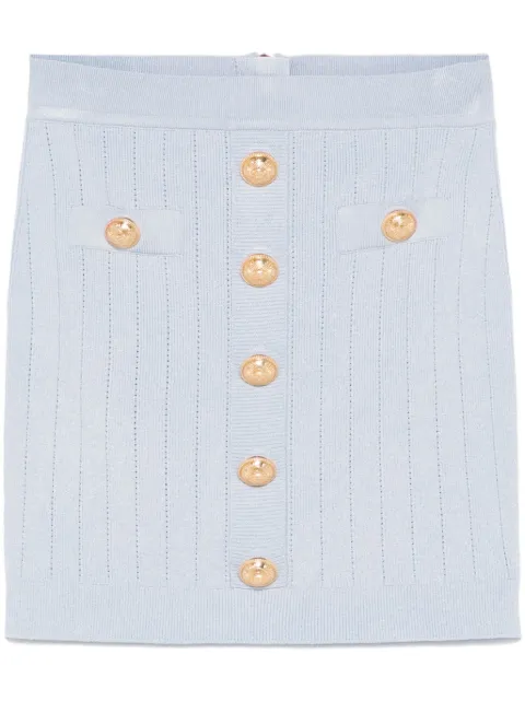 Balmain Coin-buttons detailed mini skirt Blue EF1LB290KB07