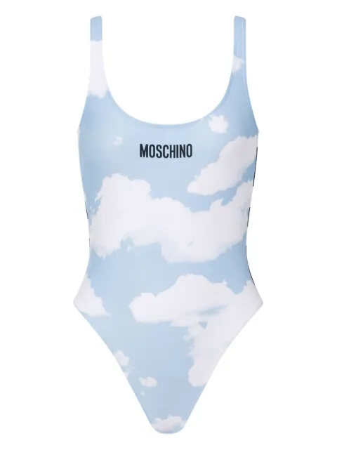 Moschino one-piece swimsuit clouds and check Blue A42010475
