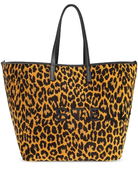 Stella McCartney logo cheetah-print tote bag Brown 7B0048WP0514