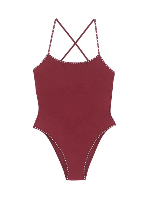 Oséree crystal-detail swimsuit Red GIS250