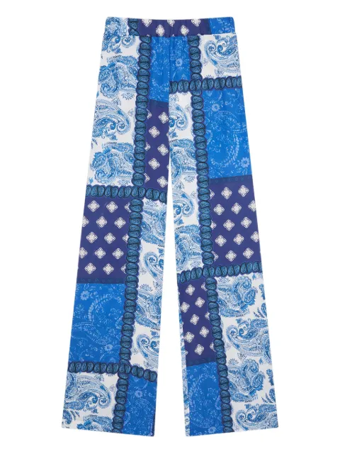 Donde Esteban patchwork-print trousers Blue D3PA005VISCOSE