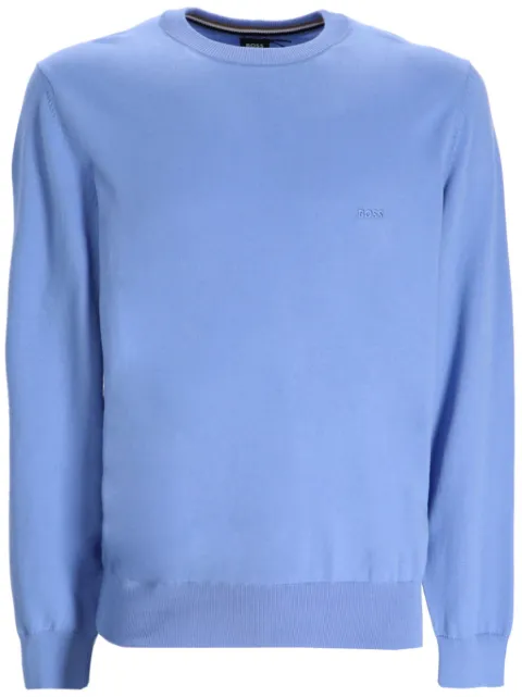 BOSS logo-embroidered jumper Blue 50506023