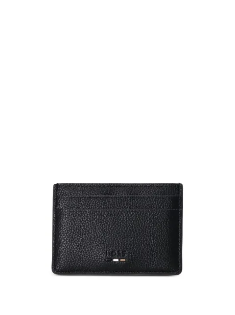 BOSS grained faux-leather card holder with money clip Black 50536514