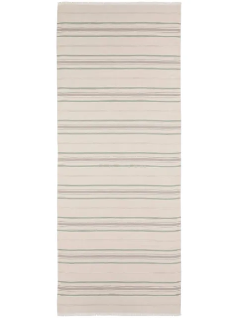 Johnstons of Elgin striped cashmere scarf Neutrals WA000861