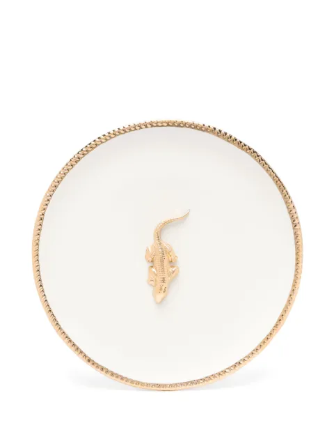 Les-Ottomans Golden Animals plate (30cm) White GACROCODILE
