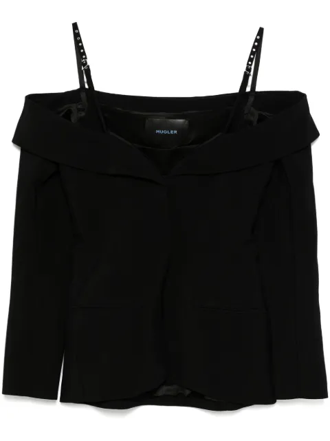 Mugler sculptural off-shoulder jacket Black 25P1VE0453196