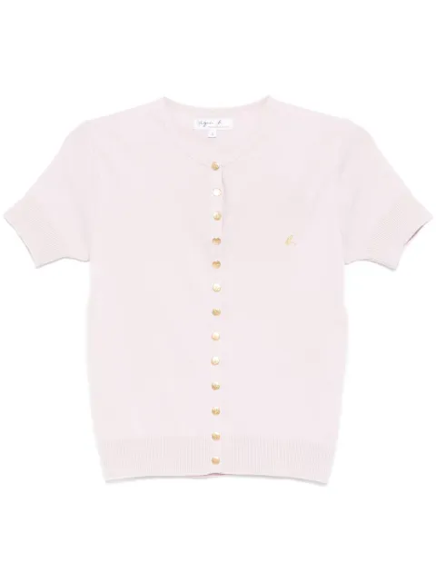 agnès b. swing short-sleeved cardigan Purple EBT2J155