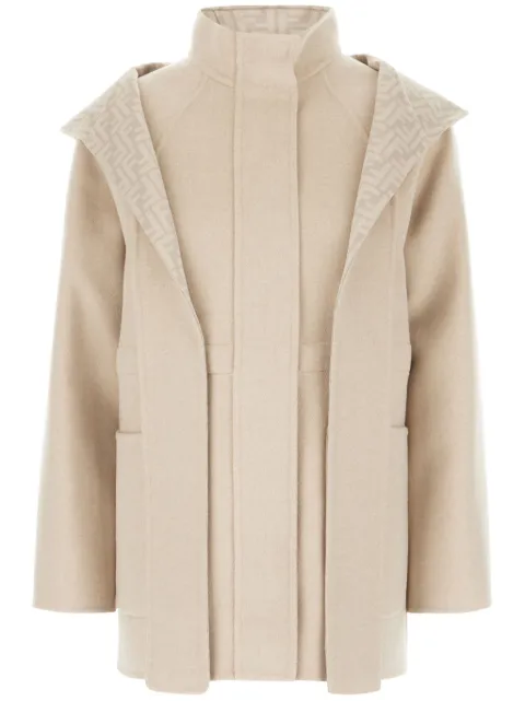 FENDI Sand wool blend parka Neutrals FJ7587A5HD