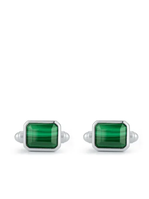 Mateo malachite cufflinks Silver ECMC01