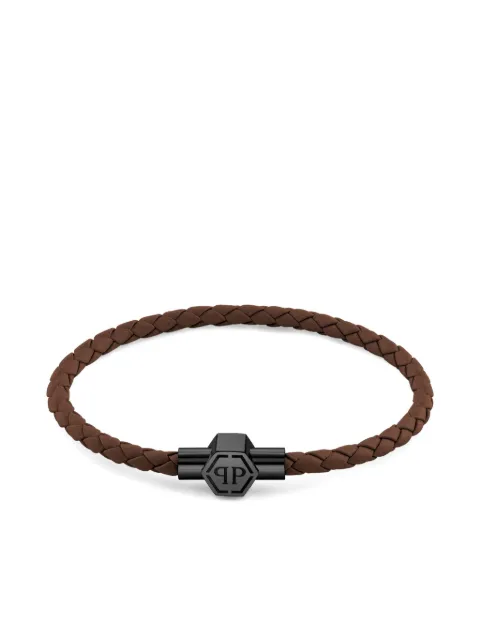Philipp Plein Enigma braided-leather bracelet Black PJ0AA22BS