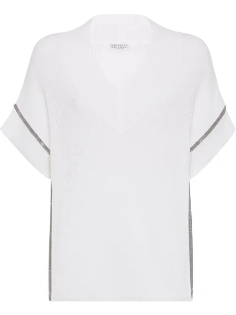 Brunello Cucinelli Monili-trim T-shirt White MOA718812C159
