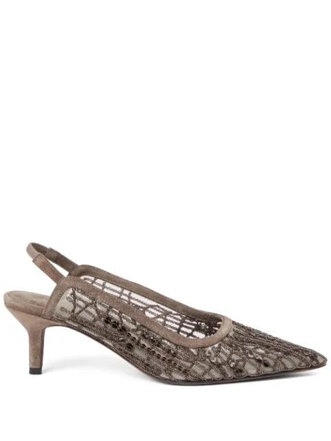 Brunello Cucinelli 55mm sequin-embellished pumps Brown MZ93C2705C3022
