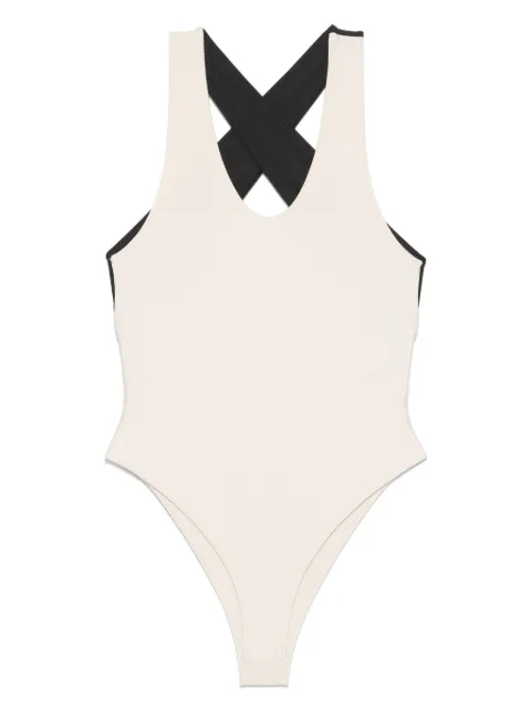 Forte Forte crossover-strap bodysuit Neutrals 13927BISMYLINGERIE
