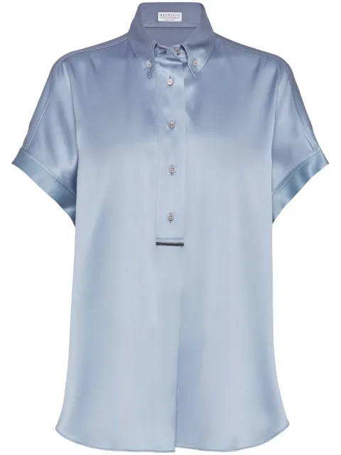 Brunello Cucinelli satin shirt Blue M0C59RA915C2873