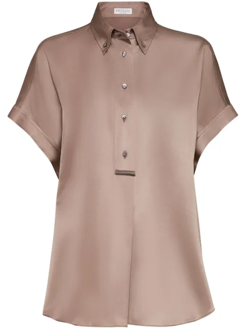 Brunello Cucinelli Monili-embellished silk shirt Neutrals M0C59RA915C2925