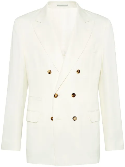 Brunello Cucinelli double-breasted peak-lapel blazer Neutrals MR4787BPDC1010