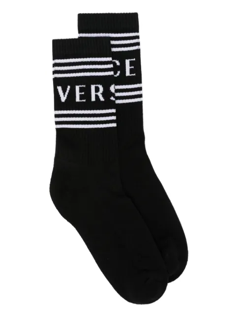 Versace ribbed cotton socks Black 10088351A13107