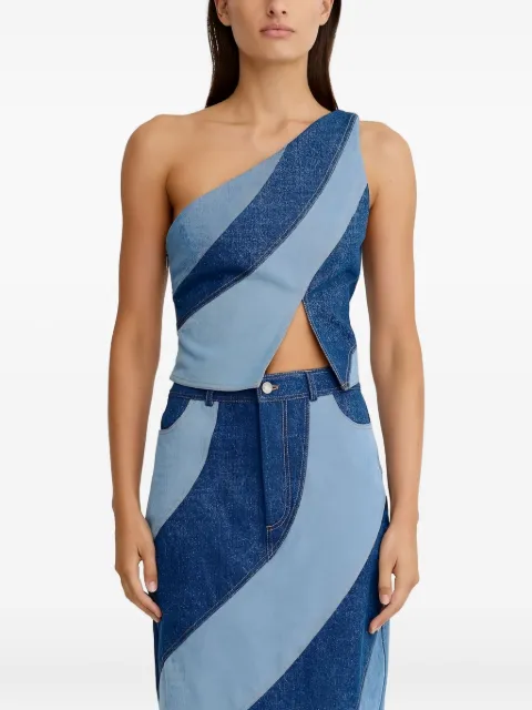 SIGNIFICANT OTHER diagonal-paneled one-shoulder top Blue SL2410116T