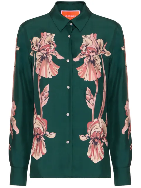La DoubleJ satin shirt Green SHI0040SIL006IRS07GR03