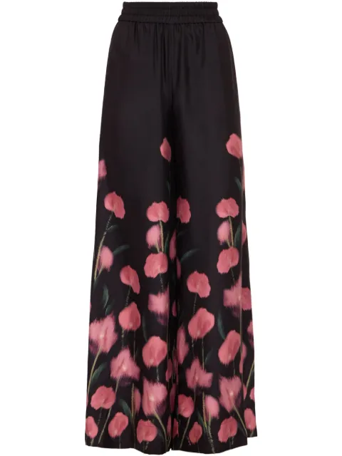 La DoubleJ floral-print palazzo pants Black TRO0003SIL001ANT02BL01