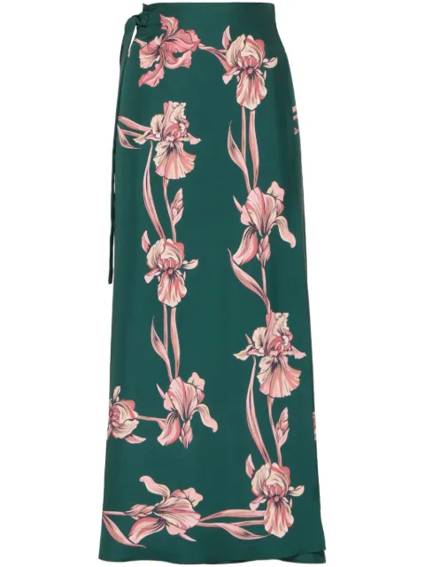 La DoubleJ floral-print sarong skirt Green SKI0122SIL006IRS07GR03