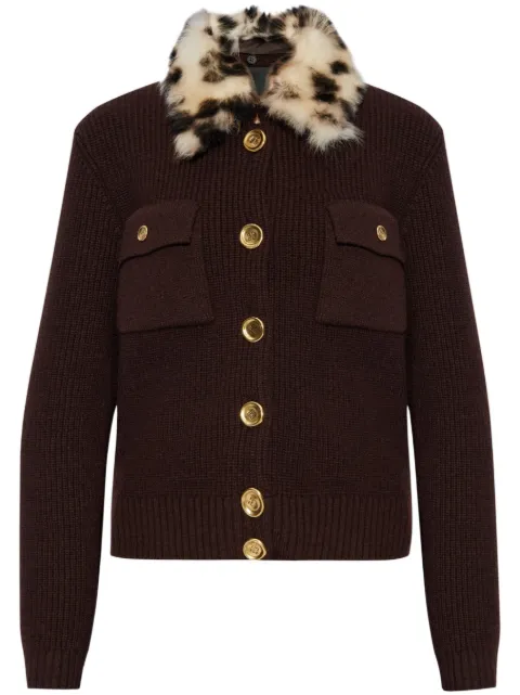 Givenchy fur-collar cardigan Brown BW00QH4ZPT